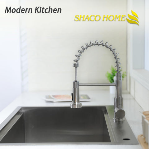 SHACO 15-inch high-arc faucet adds a professional look to the sink.