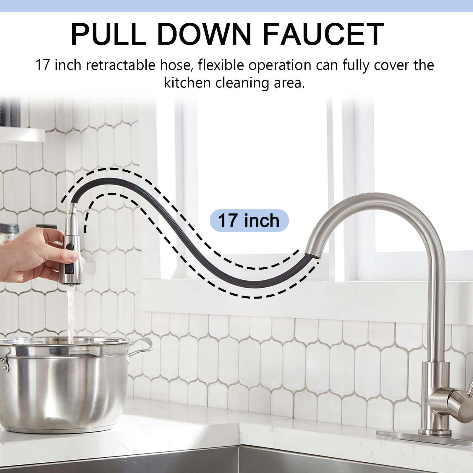 SHACO 360 swivel spout allows full sink reach for easier washing