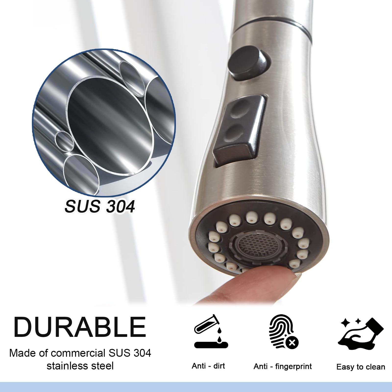 SHACO brushed nickel finish close-up shows durability and modern style