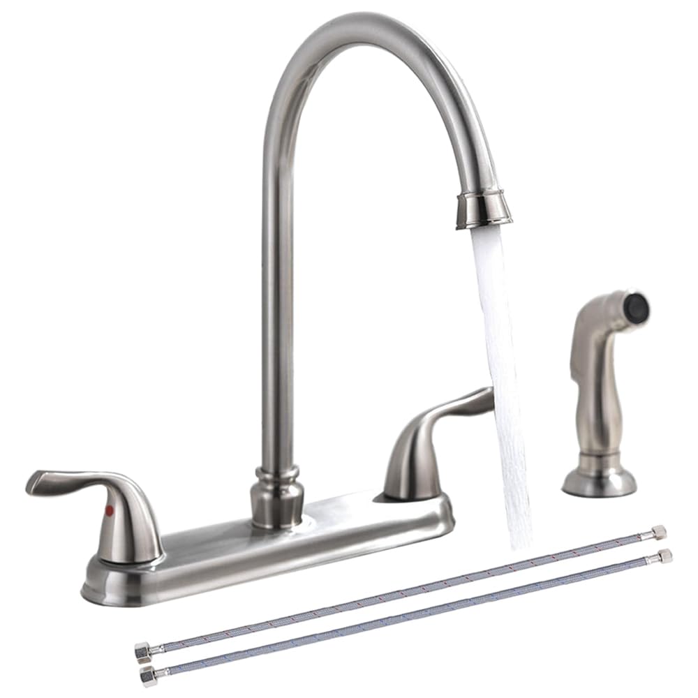 SHACO side-sprayer with brushed-nickel finish for versatile kitchen tasks.