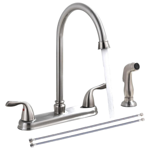 SHACO side-sprayer with brushed-nickel finish for versatile kitchen tasks.