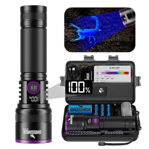 Shadowhawk 365nm flashlight with filter lens for high-contrast stain detection