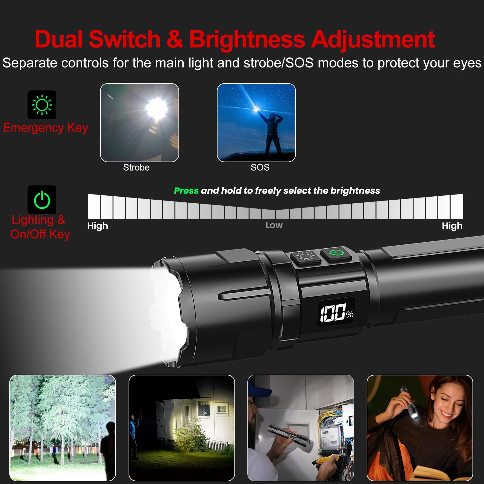 Shadowhawk 5000ft beam helps spot distant objects when camping or hiking at night.