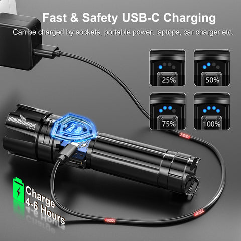 Shadowhawk S1476 power indicator LED displaying battery level for proactive planning.