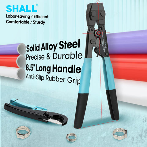 SHALL 1-2 inch stainless steel clamps showcased for universal compatibility.