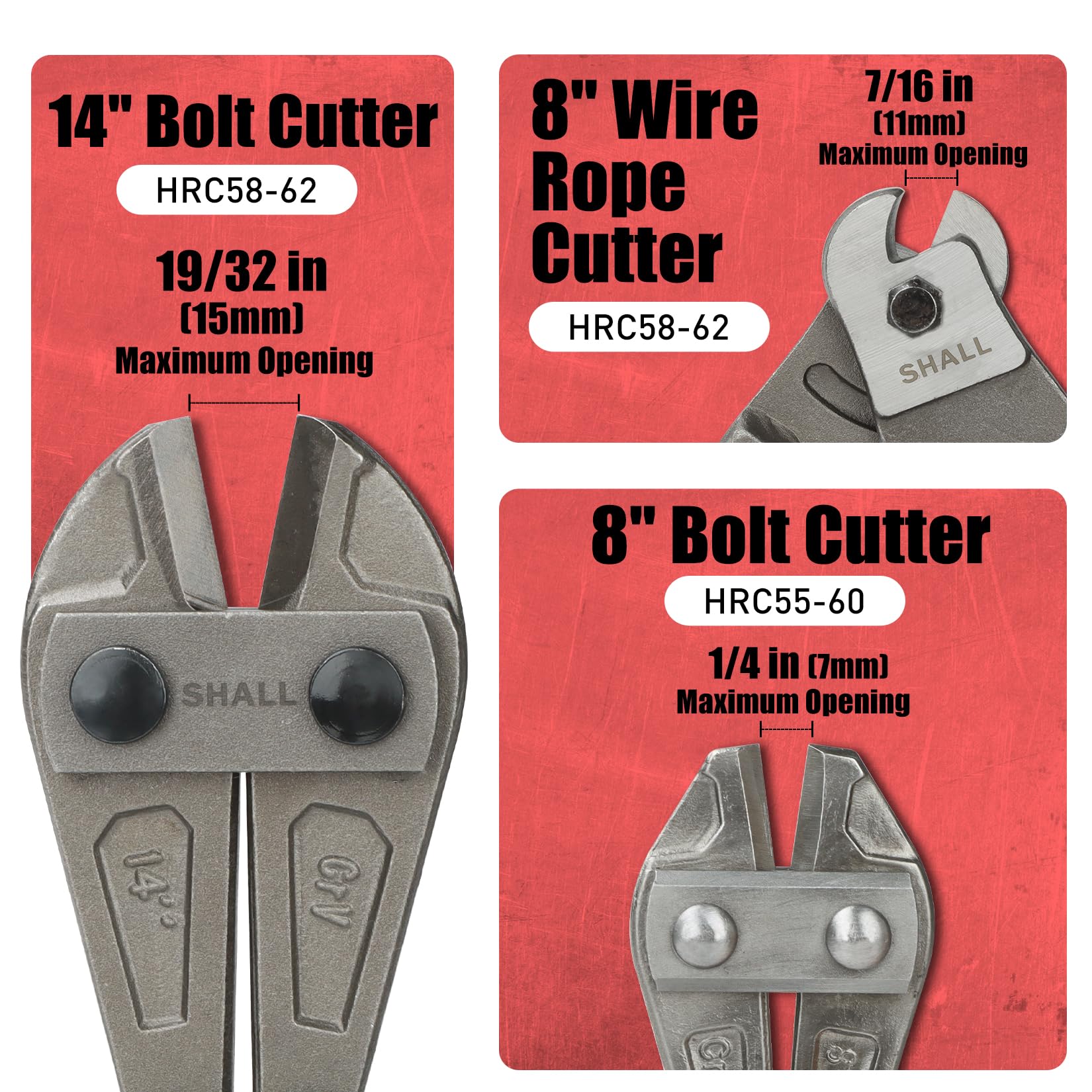 SHALL 14-inch bolt cutter in action cutting a metal lock