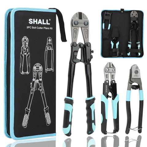 SHALL 14-inch bolt cutter with strong jaws for heavy-duty cuts.