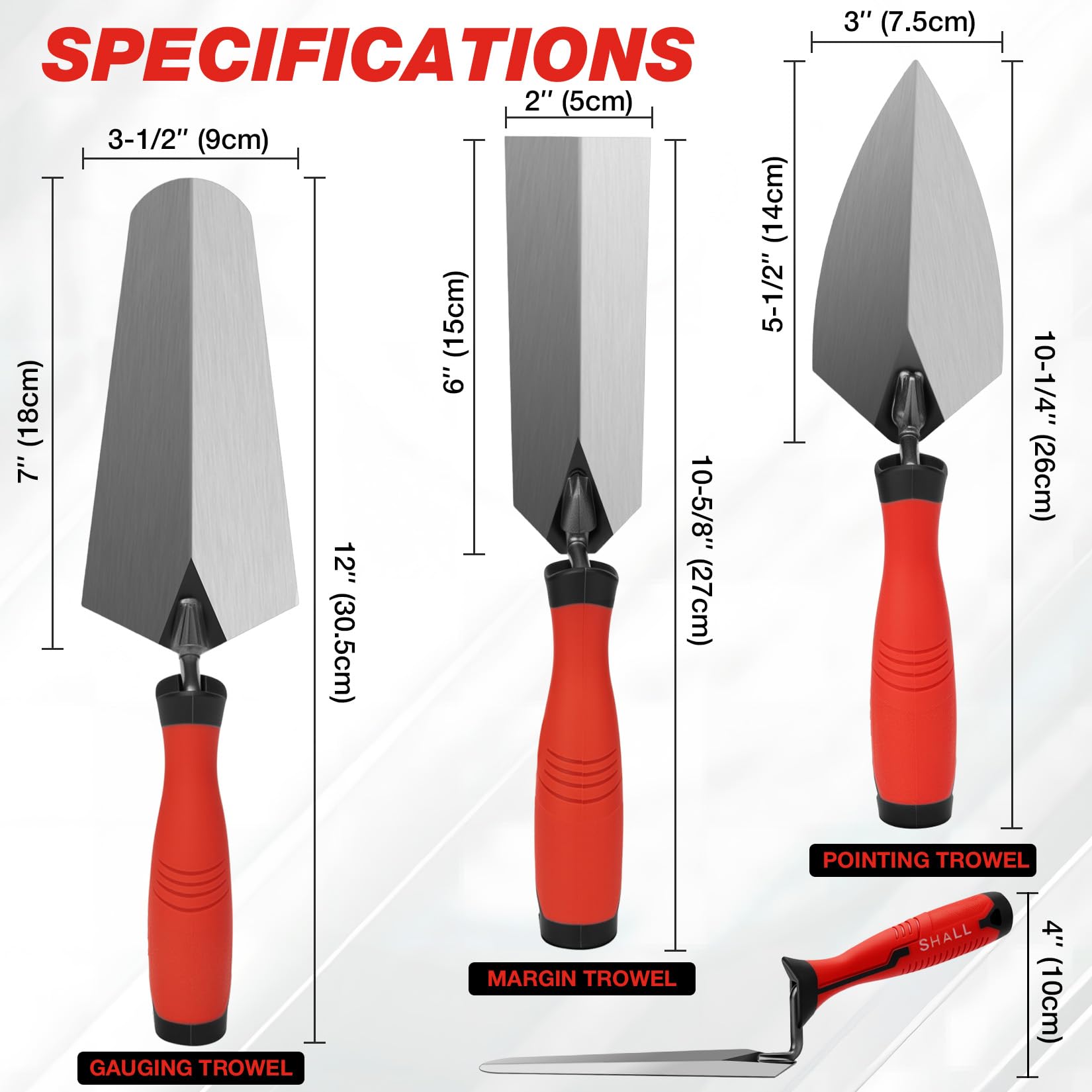 SHALL 6-inch margin trowel for smooth edge finishing in masonry