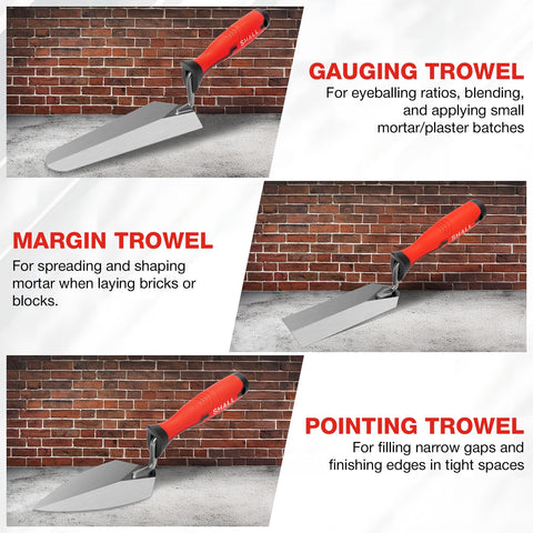 SHALL soft grip handle on tools for comfortable use during extended masonry tasks