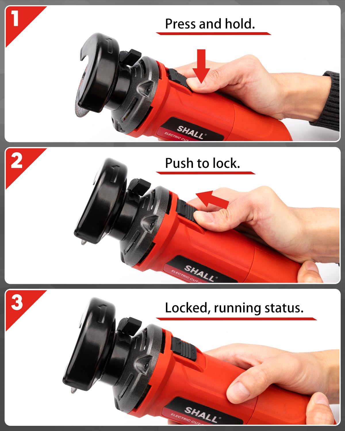 SHALL 3inch cut-off tool arbor-wrench enables quick wheel changes.
