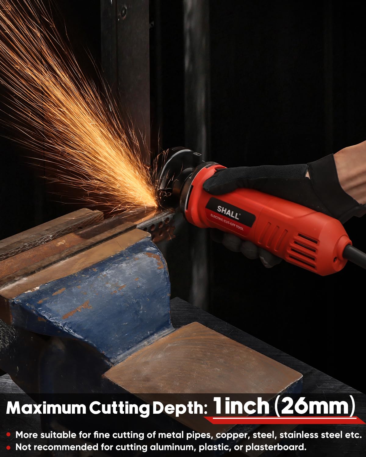 SHALL 3inch cut-off tool cutting wheel demonstrates fast, clean cuts on metal.