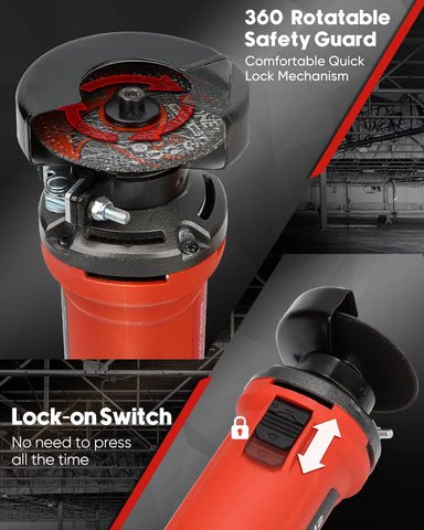 SHALL 3inch cut-off tool lock-switch enables easy, secure operation.