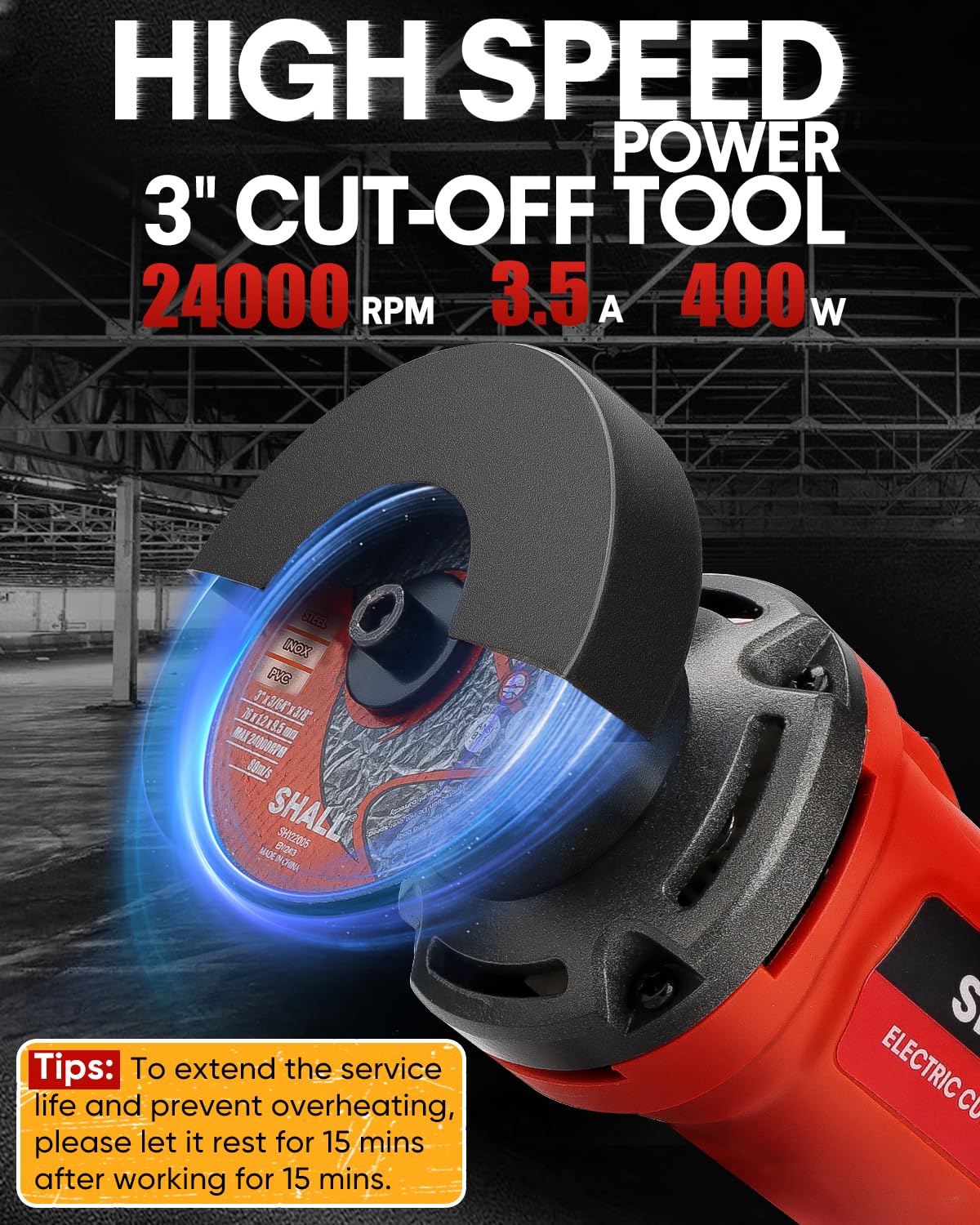 SHALL 3inch cut-off tool motor core delivers steady power for metal cutting tasks.