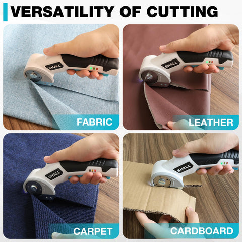 SHALL 4V cordless electric scissors multi-material capability for fabric, leather and more.