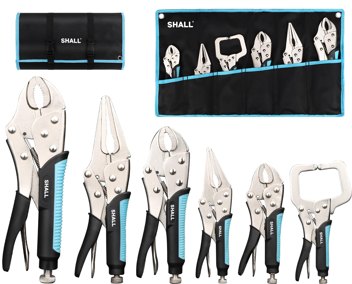 SHALL 5-inch curved jaw locking pliers provide a secure grip for small fasteners.