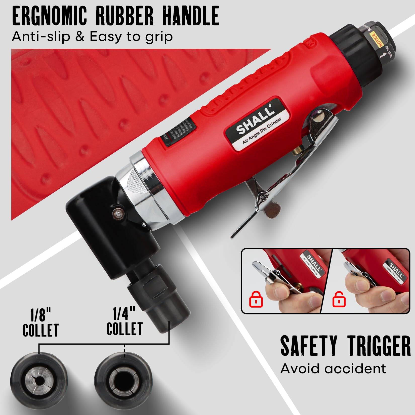 Shall air connector enables quick tool setup and steady airflow