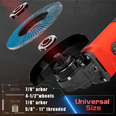 SHALL angle grinder includes wrench and carbon brushes for maintenance.