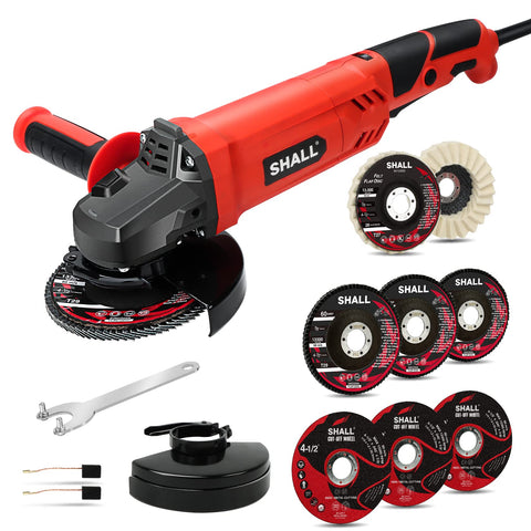 SHALL angle grinder in action for metal and wood applications
