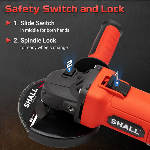 SHALL angle grinder ergonomic handle for comfortable grip and control.