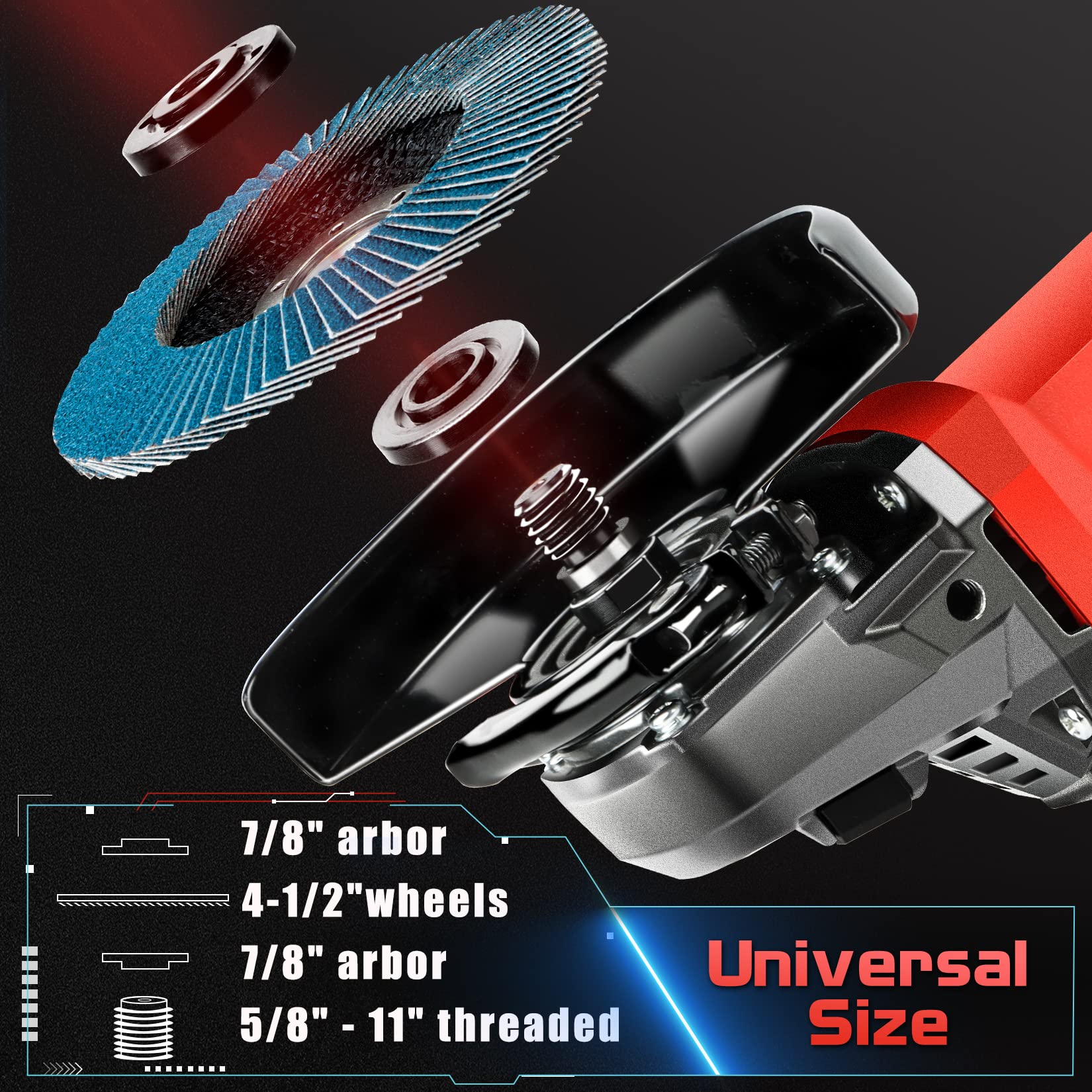 SHALL angle grinder with two wheel guards for safer operation