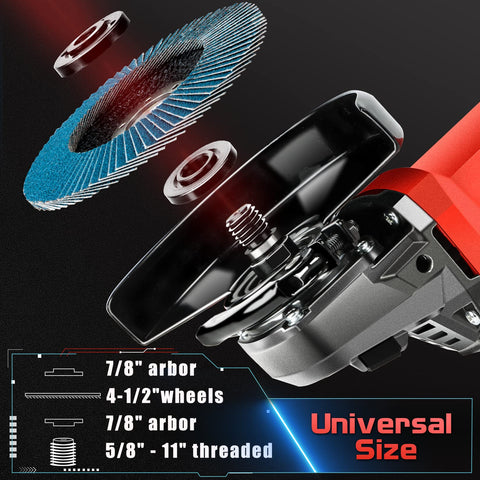 SHALL angle grinder with two wheel guards for safer operation