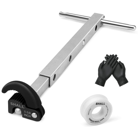 SHALL basin wrench with extendable handle 10–17 inches for hard-to-reach fixtures.