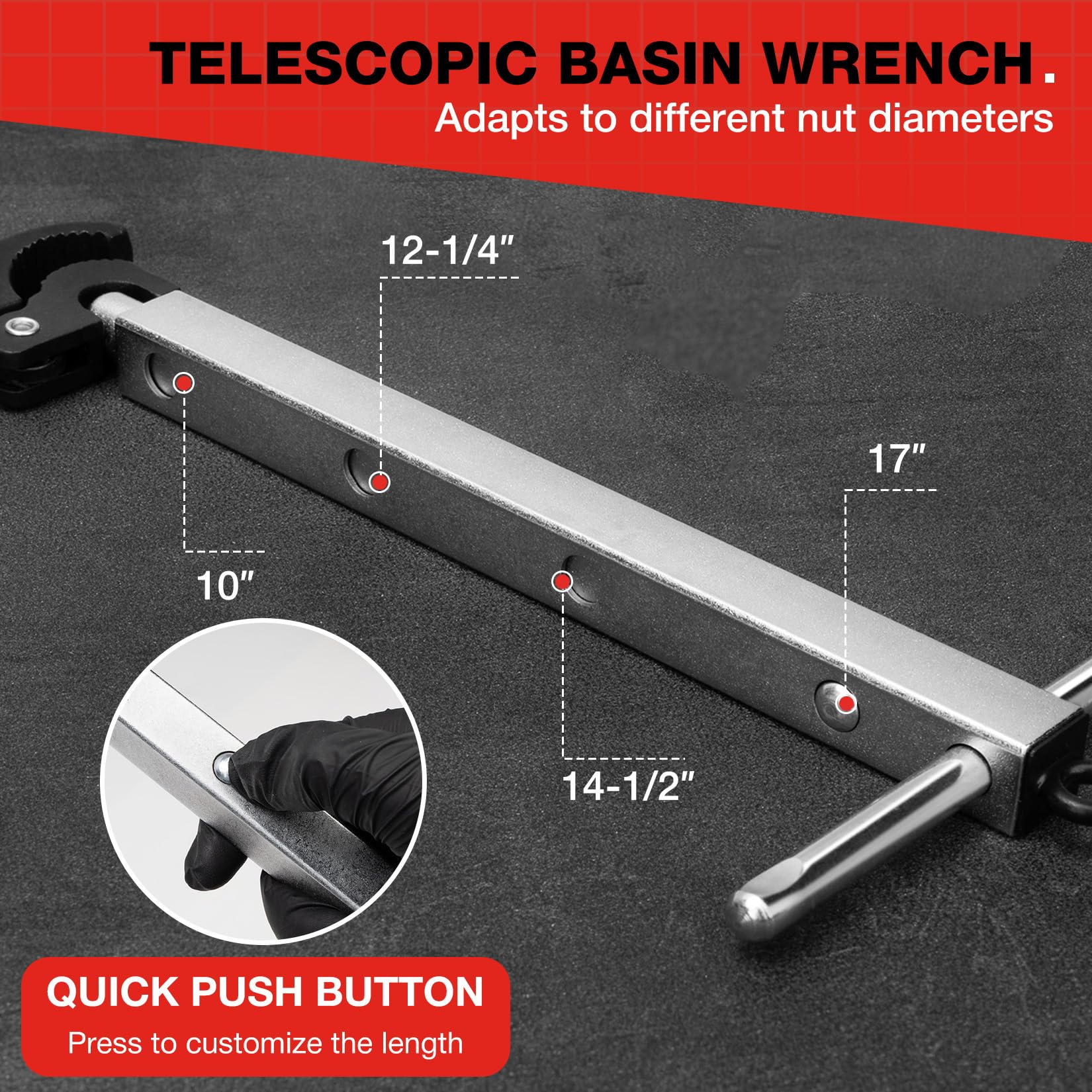 SHALL T-shaped grip offers ergonomic leverage for tight spaces.