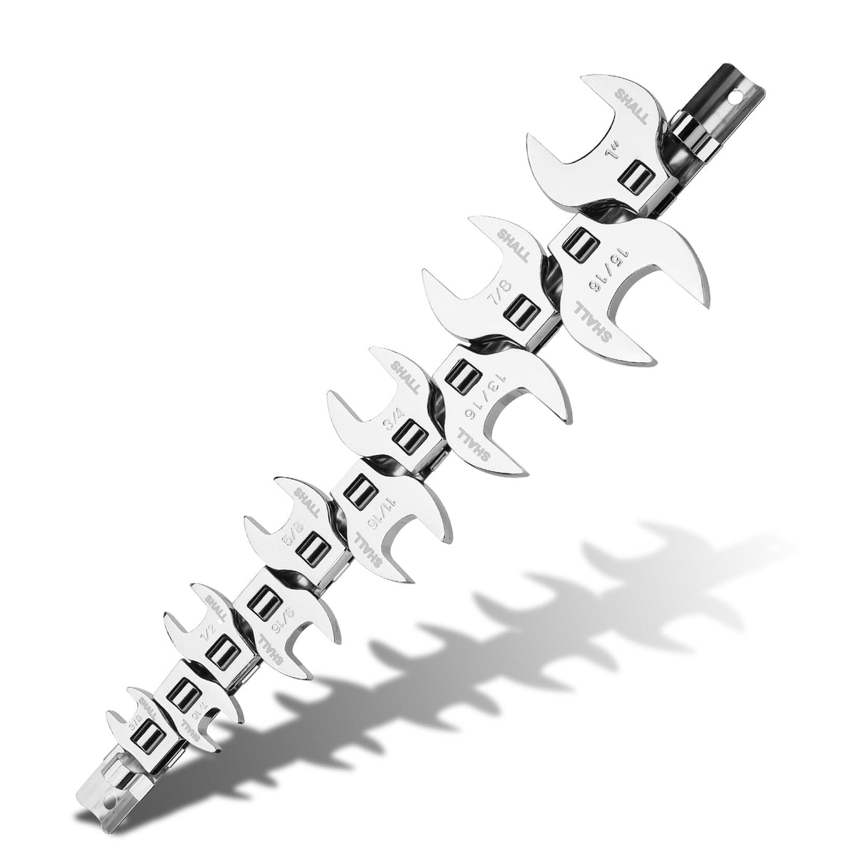 SHALL crowfoot wrench set spread view for versatile fastener access.