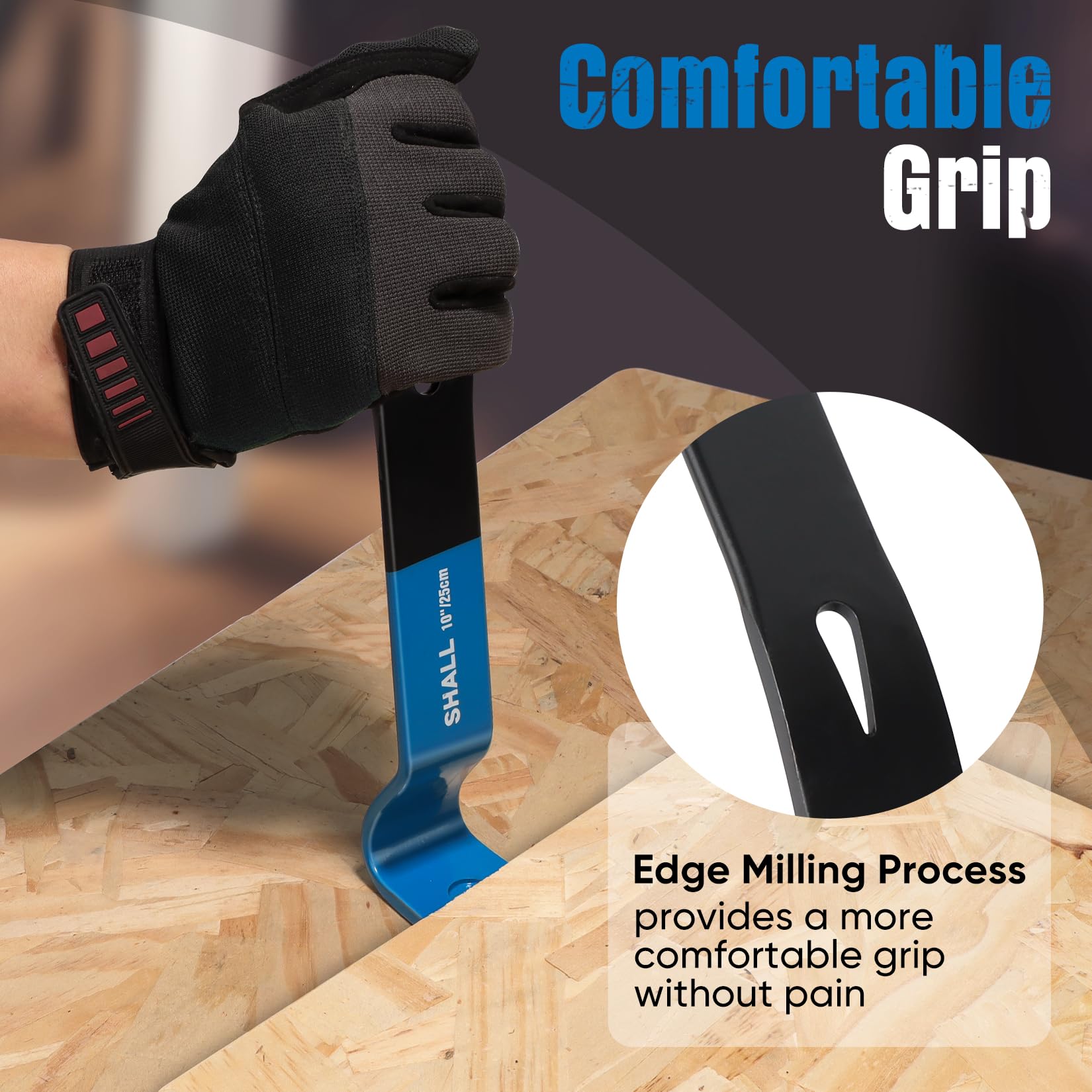 SHALL curved rocker head enables controlled leverage with less surface damage