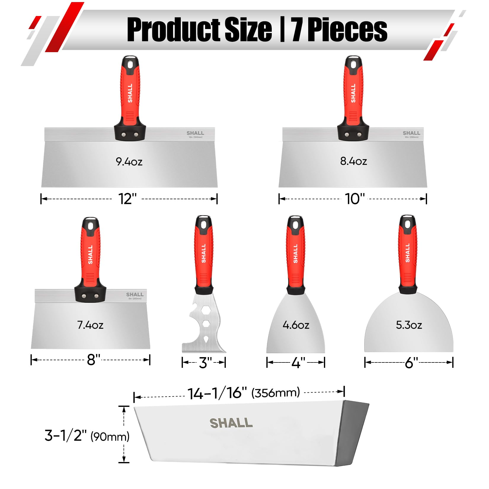 SHALL putty knife 4in for precise patching and smooth putty application