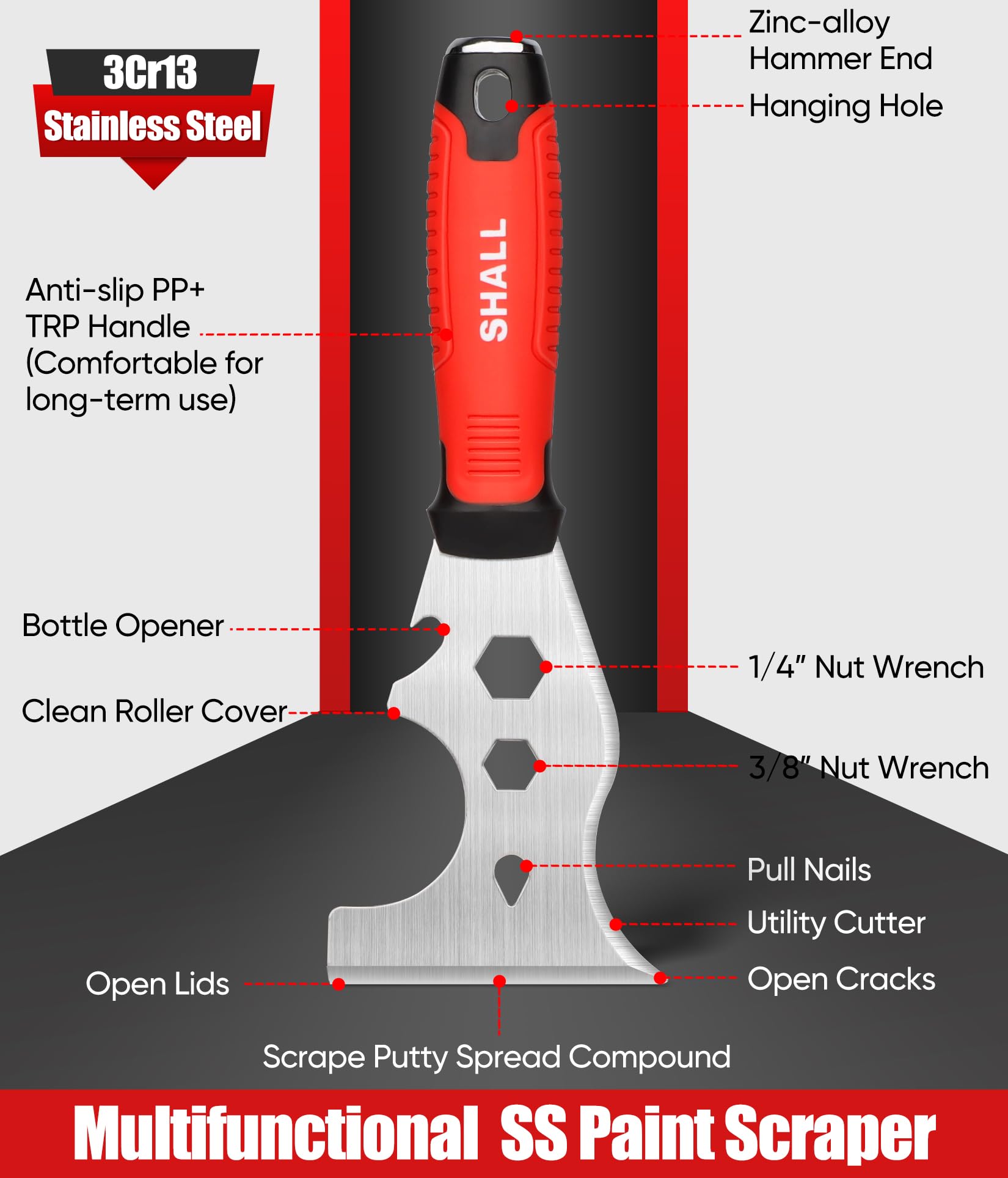 SHALL 10in taping knife helps cover larger seams with clean, flat results