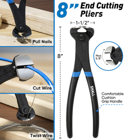 SHALL end cutting pliers deliver strong bite for nails