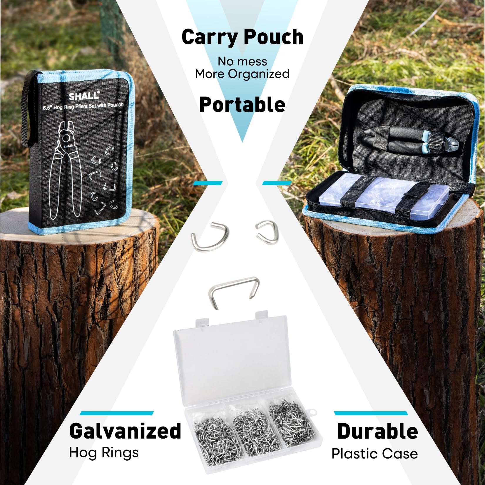 SHALL galvanized hog rings packaged in clear bags for easy access.