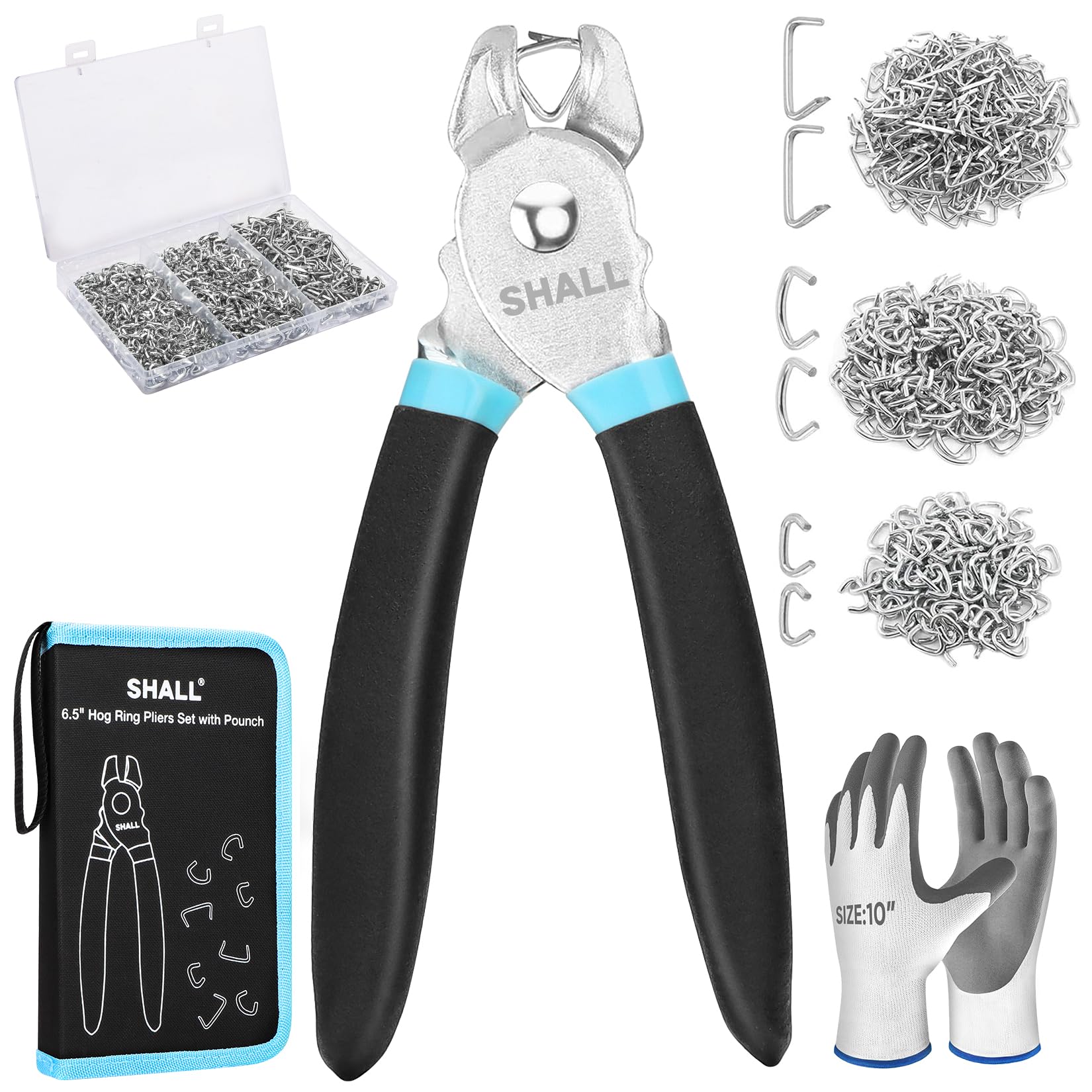 SHALL Hog Ring Pliers Kit for upholstery tasks and quick repairs.