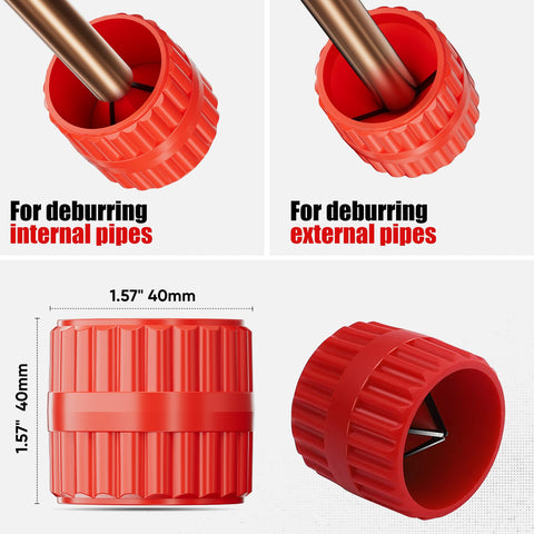 Shall inner and outer pipe reamer for clean pipe edges.