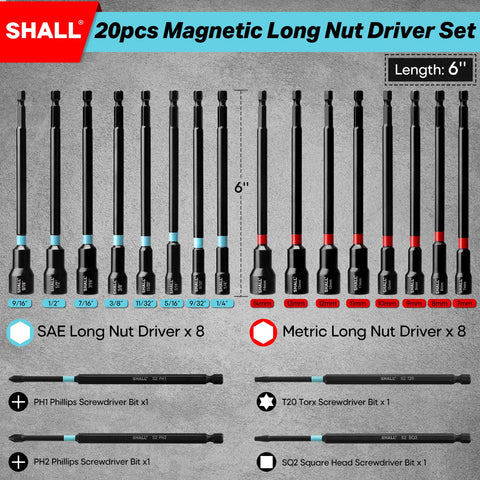 SHALL magnetic nut driver with rubidium magnet securely holds fasteners