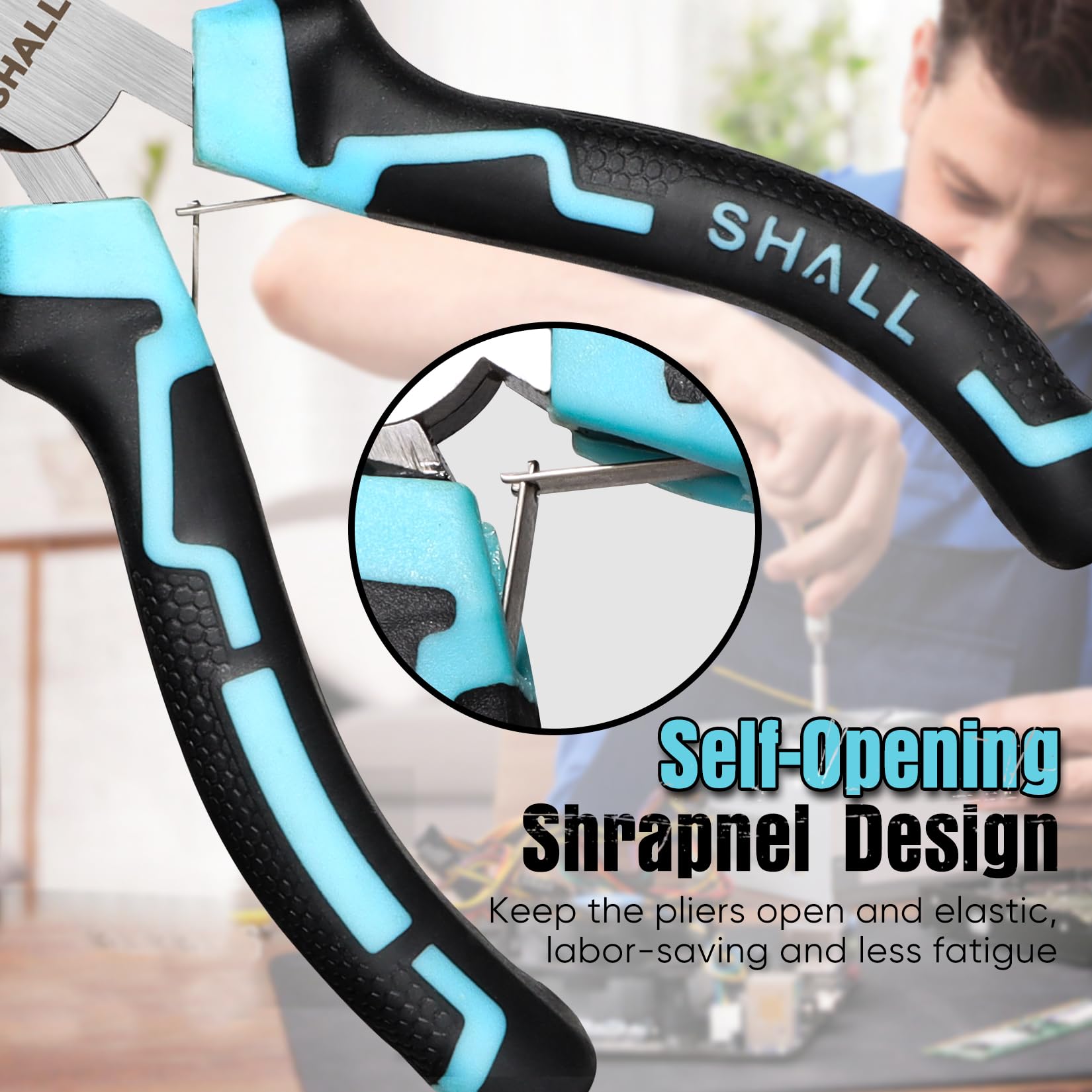 SHALL long nose pliers for reaching tight spots in electronics and crafts
