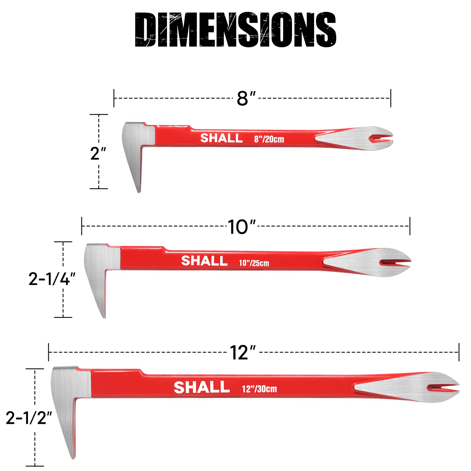 SHALL 10-inch nail puller with dual nail slots for nails removal