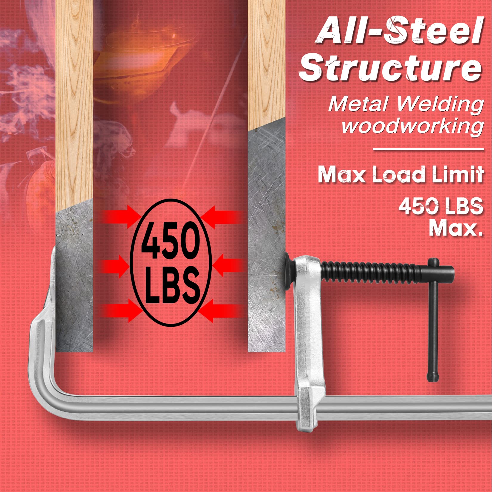 SHALL nickel-plated bar clamp surface provides corrosion resistance for lasting use.