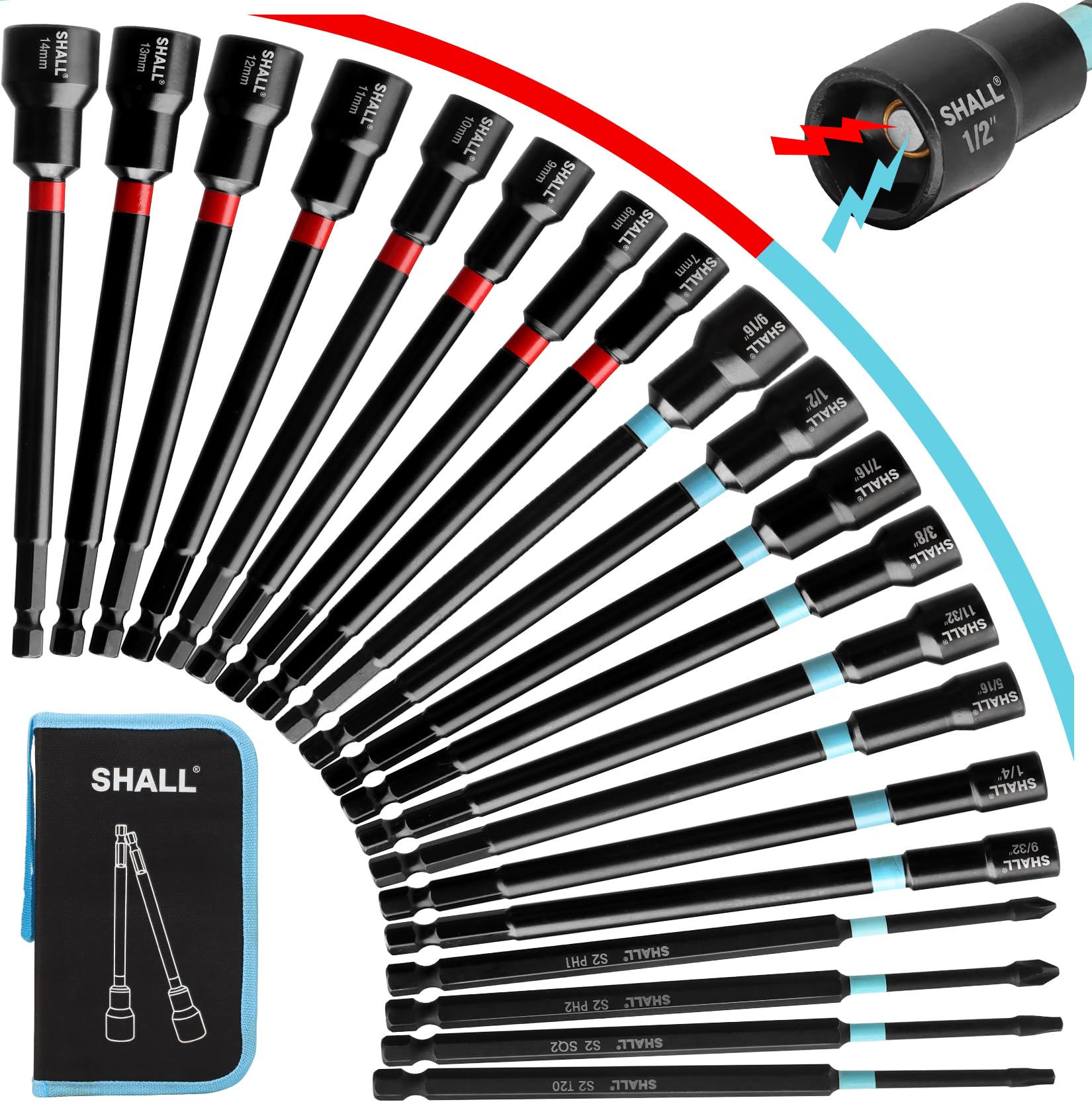 SHALL nut driver set, 6-inch length ideal for reaching tight spaces
