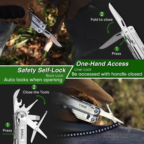 SHALL one-hand opening for easy access to essential tools.