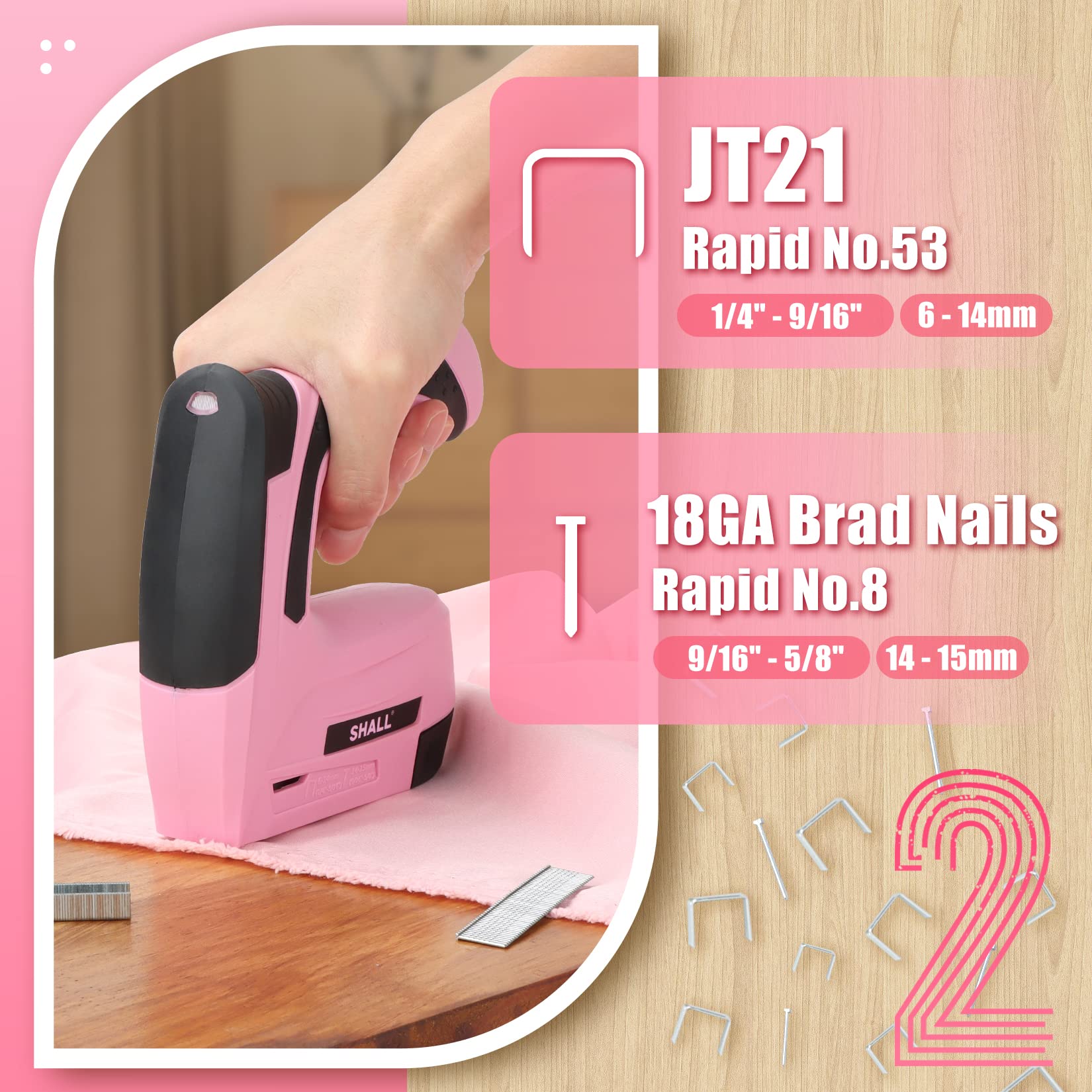 SHALL pink brad nailer in action for fast furniture repairs