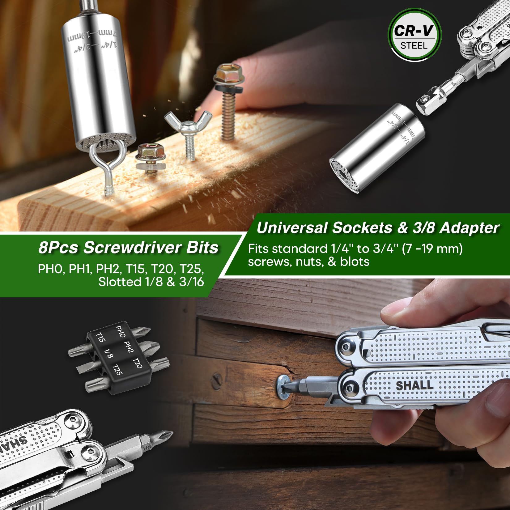 SHALL pocket clip and sheath offer secure, portable carry.