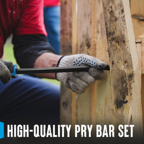 Shall 3-piece pry bars ideal for automotive, flooring, and furniture dismantling.