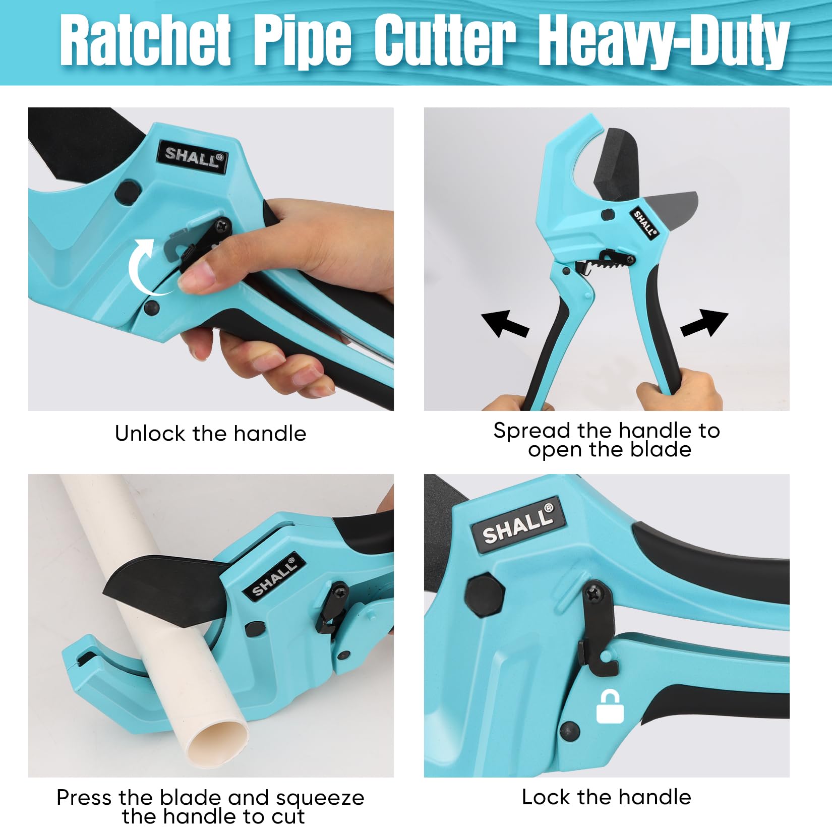 Cutting a PVC pipe up to 2-1/2 inches with Shall cutter