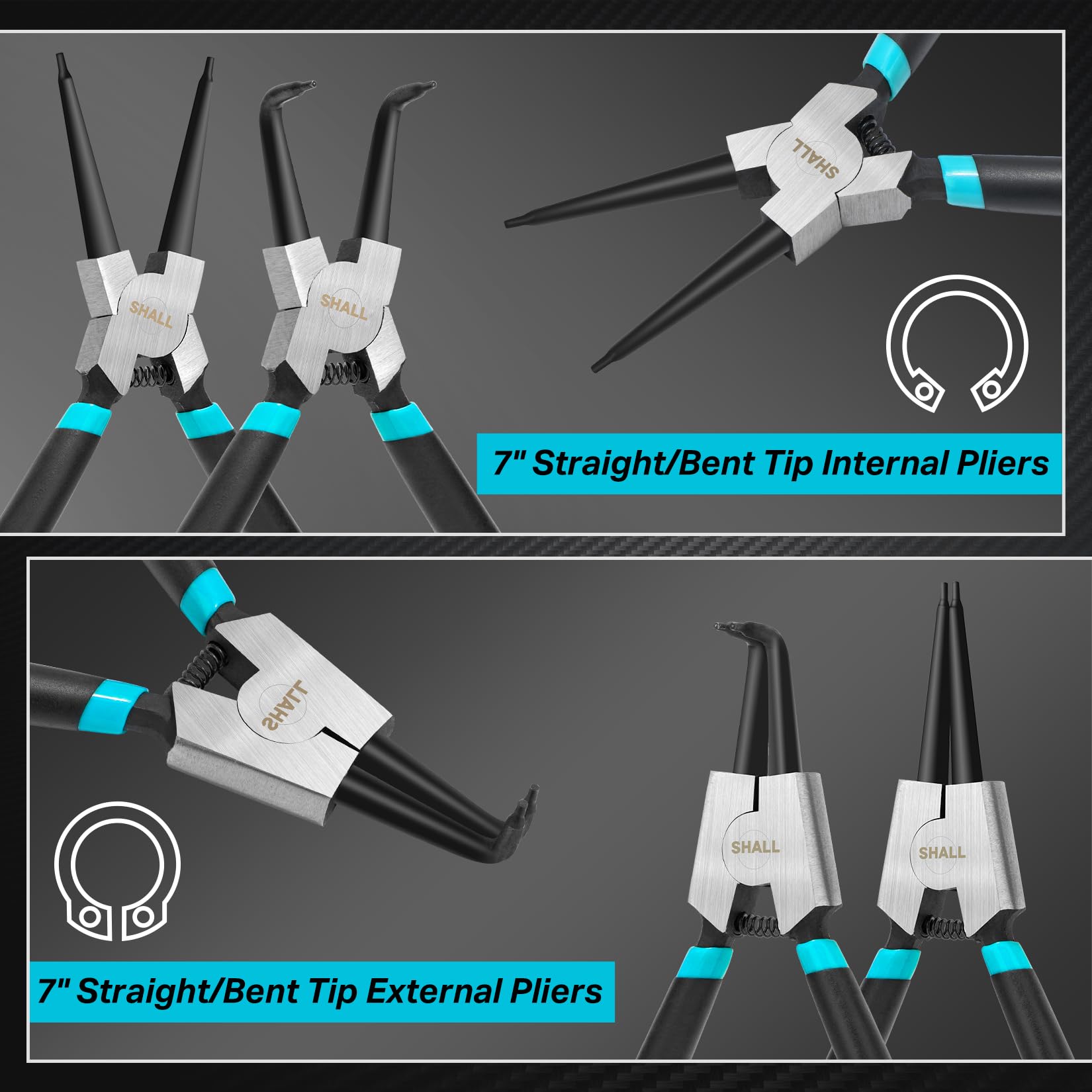 SHALL 90-degree internal snap ring pliers for hard-to-reach assemblies.