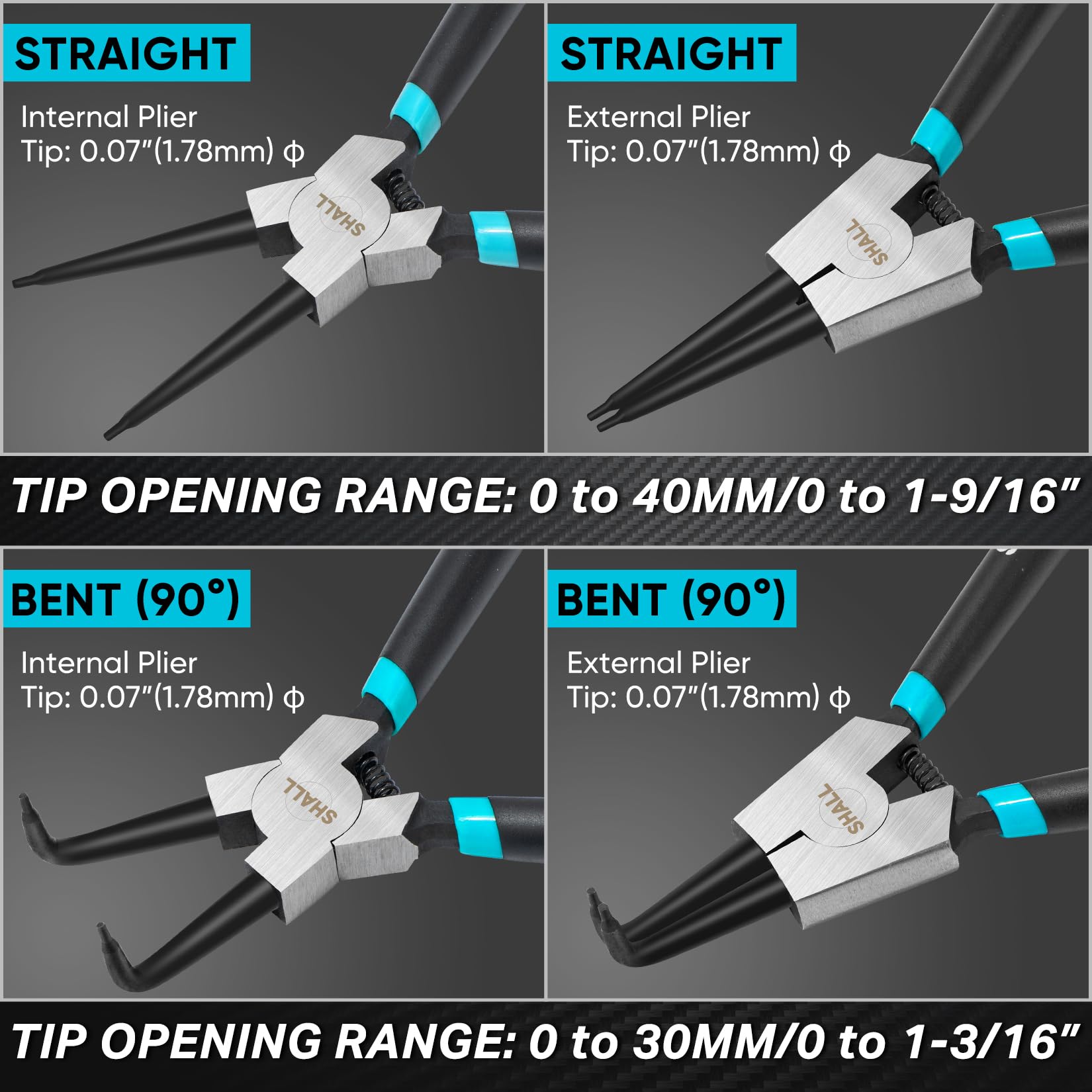 SHALL straight external snap ring pliers for quick bearing installation.
