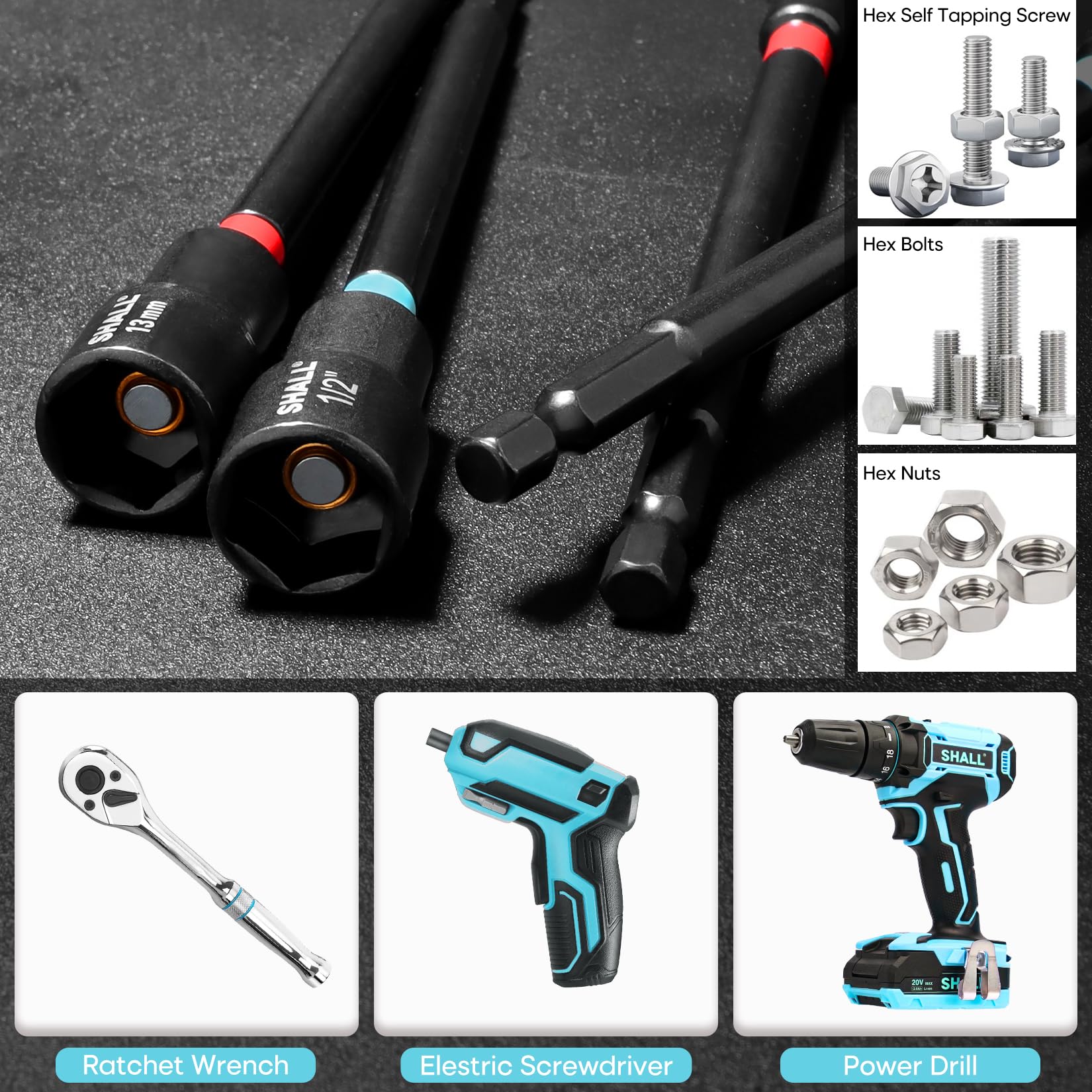 SHALL storage bag keeps all nut drivers organized and portable