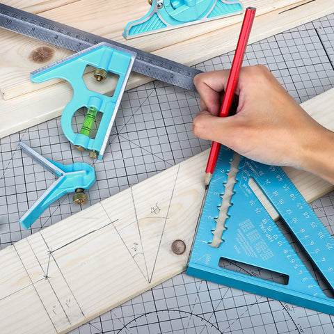 SHALL three-heads combination square includes square, protractor, and center finder.