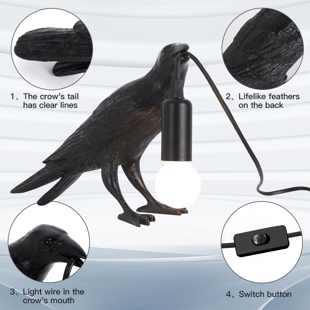 Shandaglo raven table lamp suitable for indoor and outdoor use